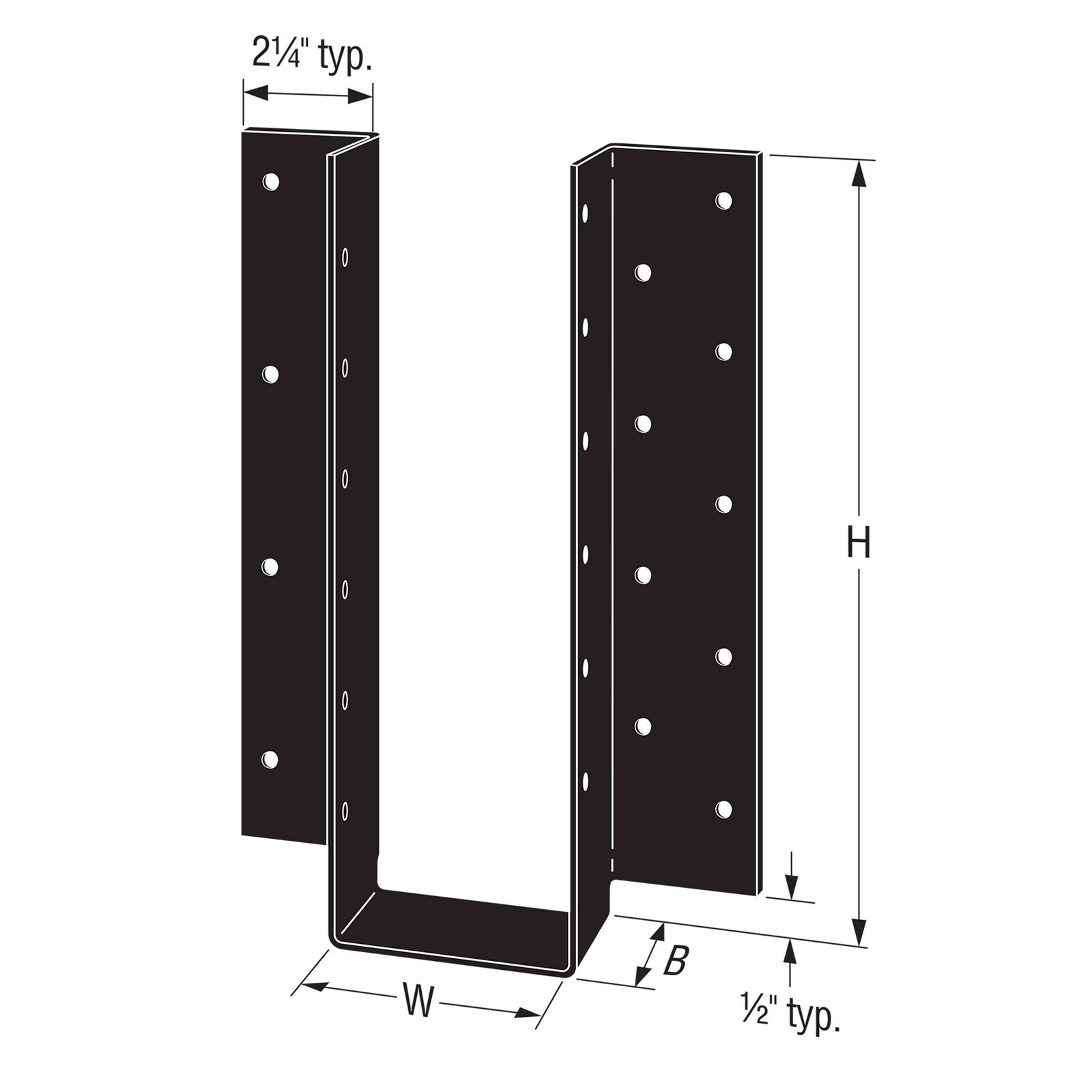 Simpson UA18 U-Shaped Architectural Joist Hanger Illustration