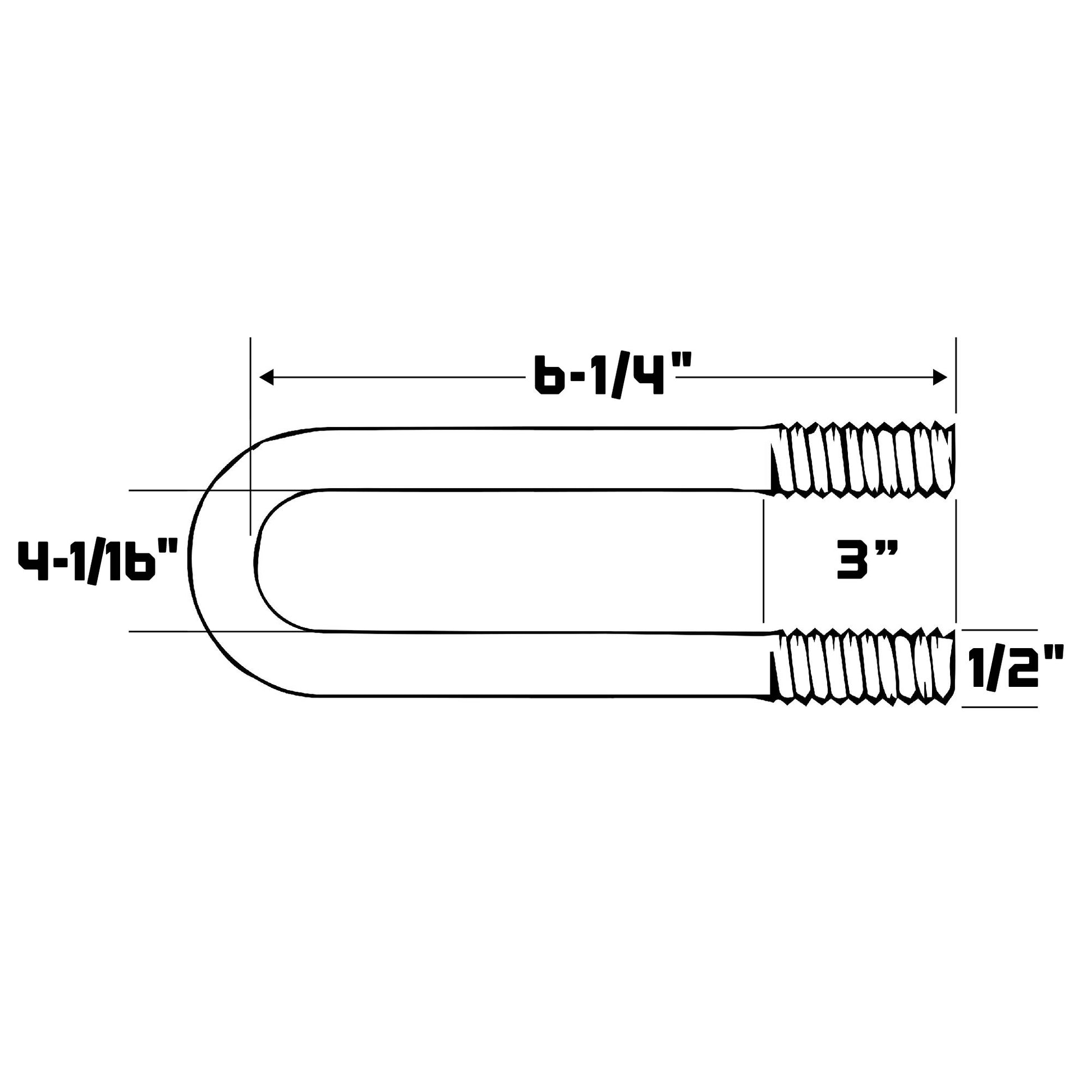 UBH13735 3-1/2" Round Pipe U Bolt, 1/2"-13 Thread - Hot Dip Galvanized