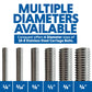 Conquest 18-8 Stainless Steel Carriage Bolts and Nuts are Available in 6 Diameters: 1/4", 5/16", 3/8", 1/2", 5/8" and 3/4"