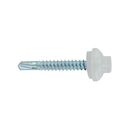 #12 x 1-1/2" ZXL Steelbinder Metal Roofing Screw - Polar White, Pkg 250