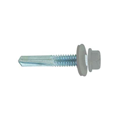 #12-24 x 1-1/4 HG Steelbinder Metal Roofing Screw Head Ash Gray, Pkg 250