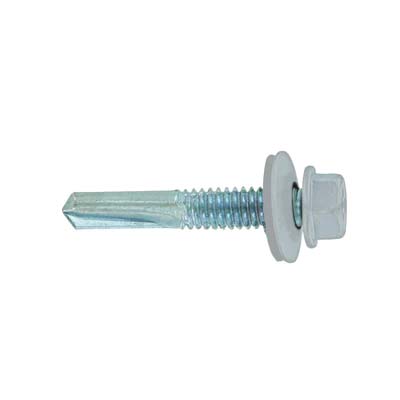 #12-24 x 1-1/4" HG Steelbinder Metal Roofing Screw - Alamo White, Pkg 250