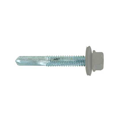 #12-24 x 1-1/2 HG Steelbinder Metal Roofing Screw - Bright White, Pkg 250