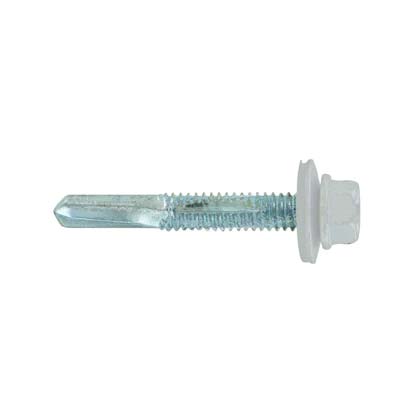 #12-24 x 1-1/2" HG Steelbinder Metal Roofing Screw - Polar White, Pkg 250