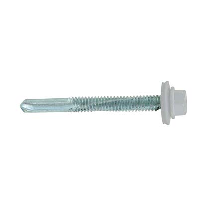 #12-24 x 2" HG Steelbinder Metal Roofing Screw - Alamo White, Pkg 250