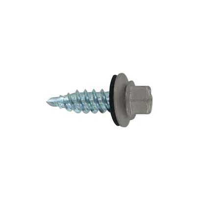 #12 x 3/4" Kwikseal Woodbinder Metal Roofing Stitch Screw - Ash Gray, Pkg 250