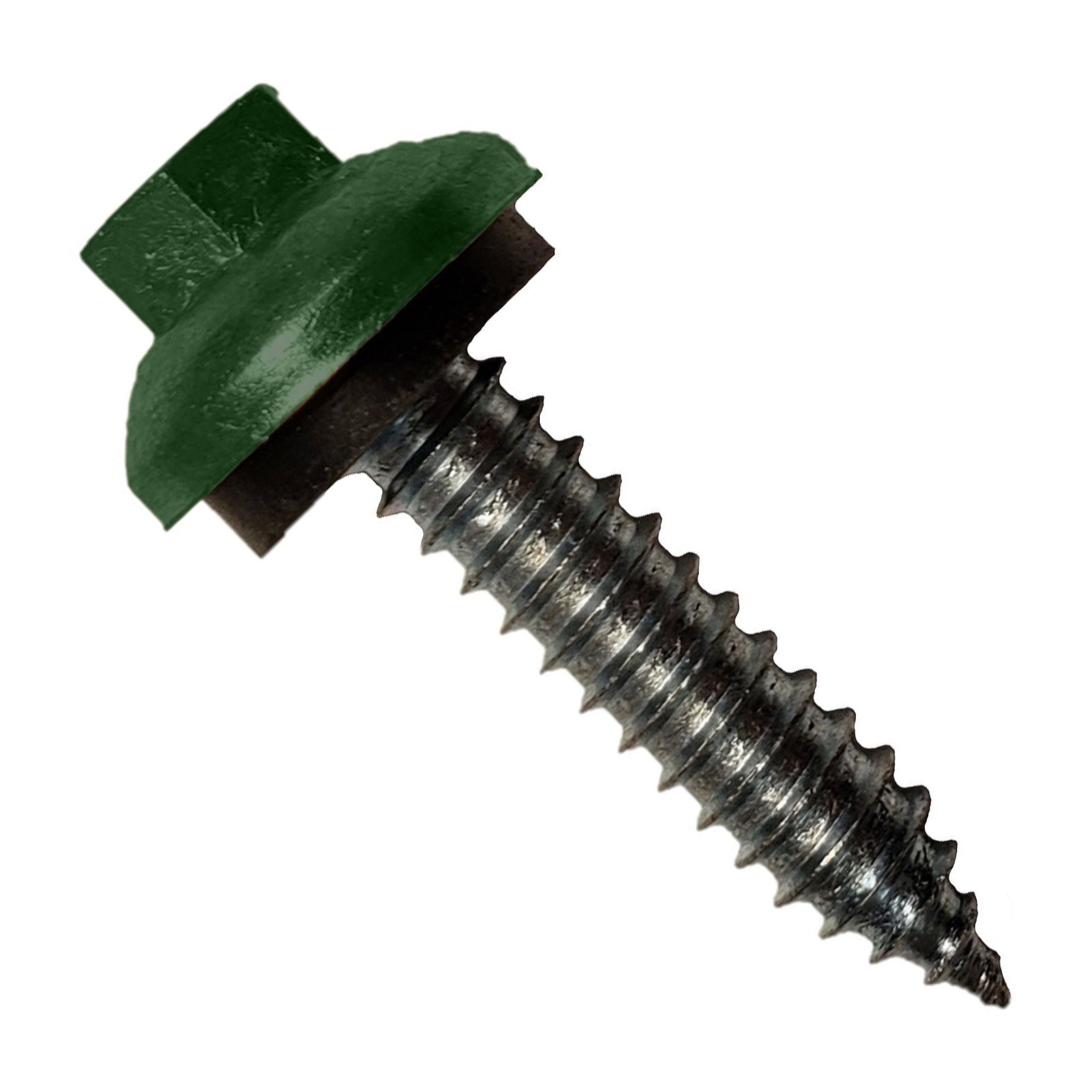 #14 x 114 inch ZXL Tapping Steelbinder Metal Roofing Screw Forest Green Pkg 250