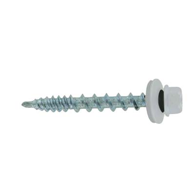 #10 x 1-1/2" Kwikseal Woodbinder Metal Roofing Screw - Polar White, Pkg 250