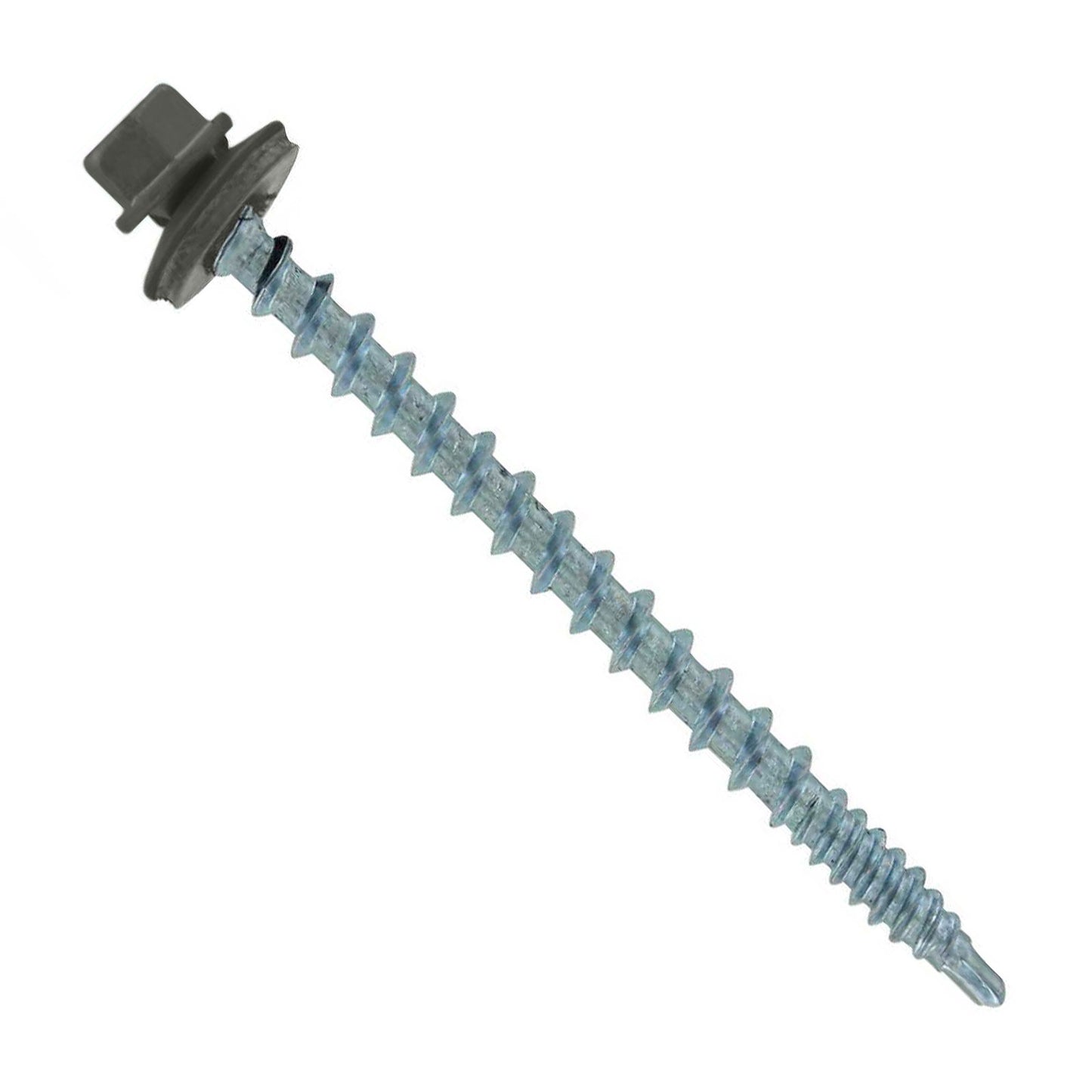 #10 X 2-1/2" Kwikseal Woodbinder Metal Roofing Screw - Burnished Slate, Pkg 250