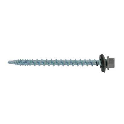 #10 x 2-1/2 Kwikseal Woodbinder Metal Roofing Screw Ash Gray, Pkg 250