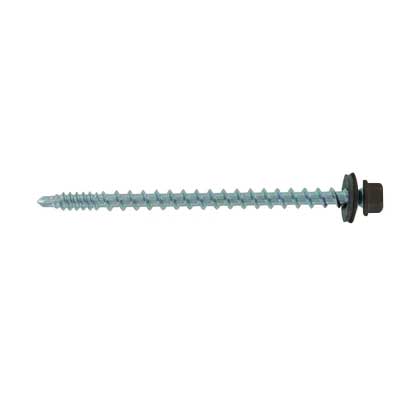 #10 x 3 Kwikseal Woodbinder Metal Roofing Screw Koko Brown, Pkg 250