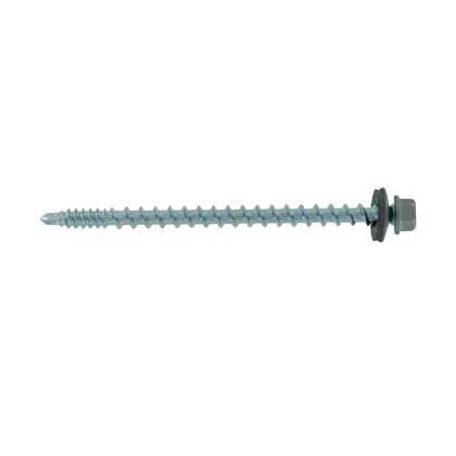 #10 x 3 Kwikseal Woodbinder Metal Roofing Screw Ash Gray, Pkg 250