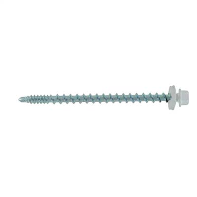 #10 x 3" Kwikseal Woodbinder Metal Roofing Screw - Polar White, Pkg 250