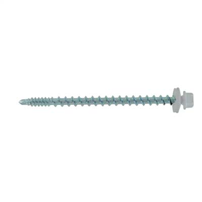 #10 x 3" Kwikseal Woodbinder Metal Roofing Screw - Alamo White, Pkg 250