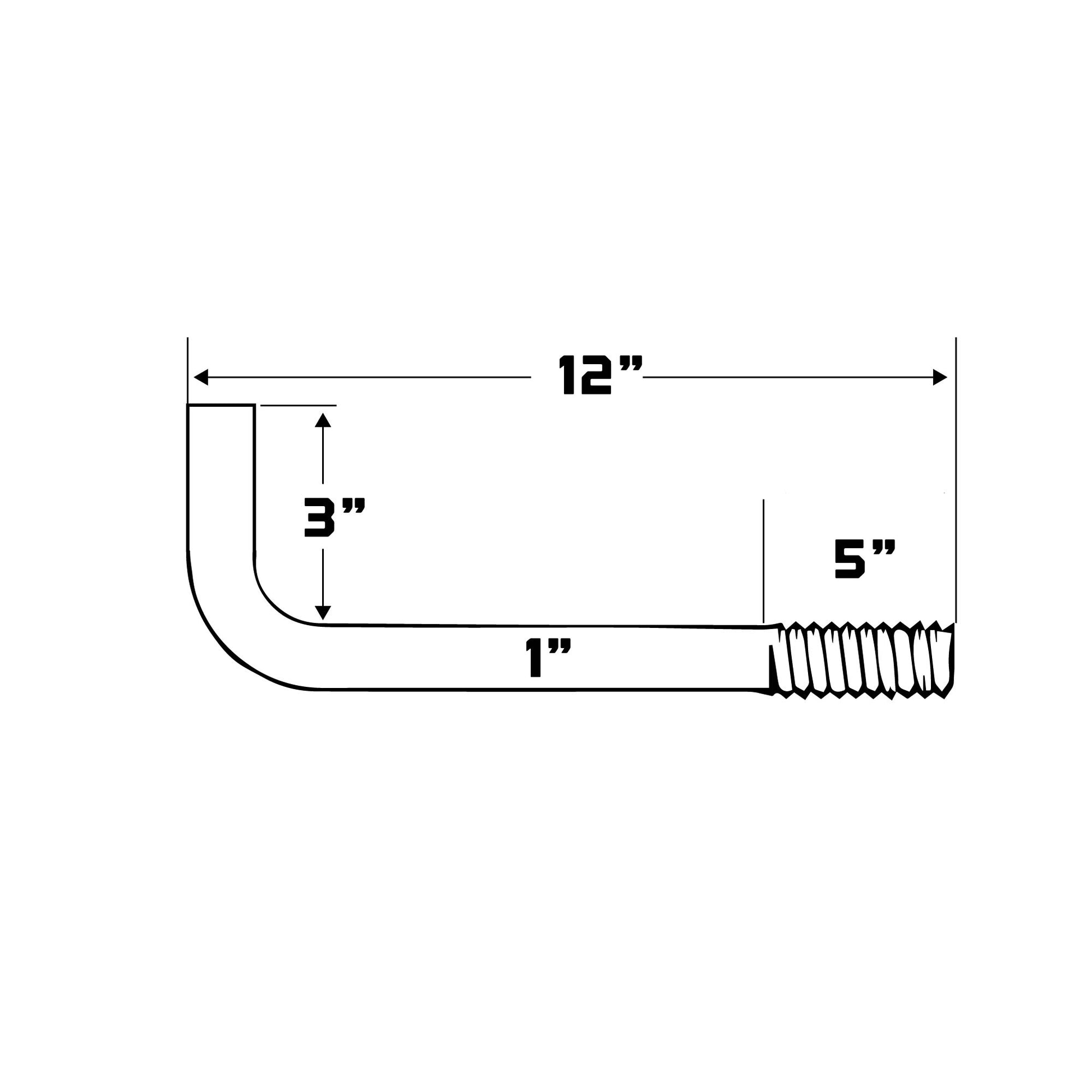 1" x 12" L-Bolt for concrete