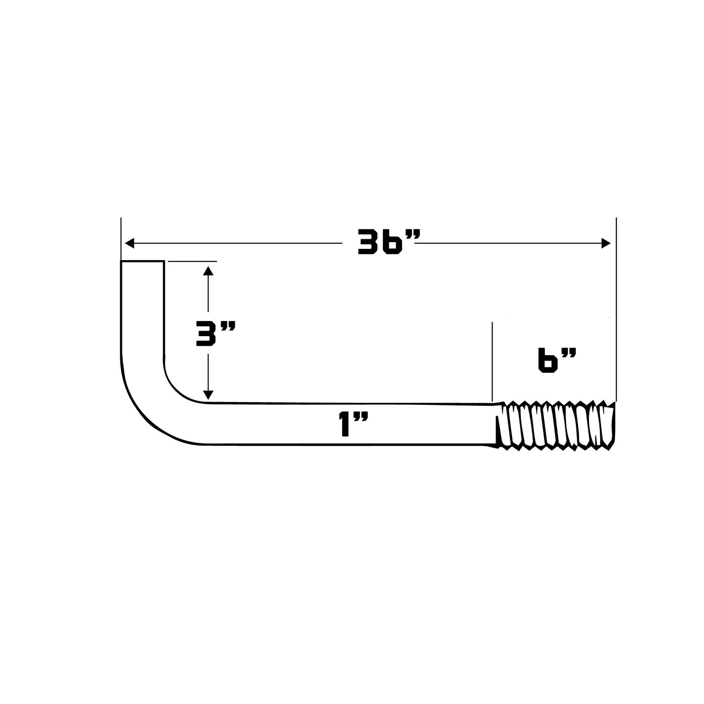 1" x 36" L-Bolt Concrete Anchor Bolt