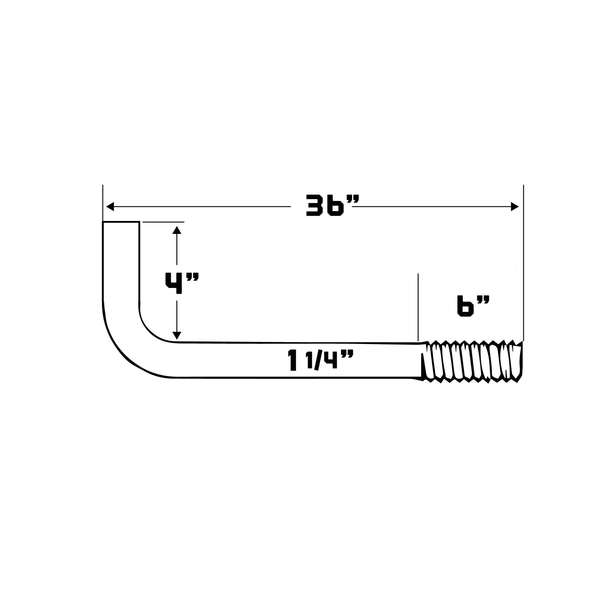 1-1/4" x 36" L-Bolt Concrete Anchor Bolts