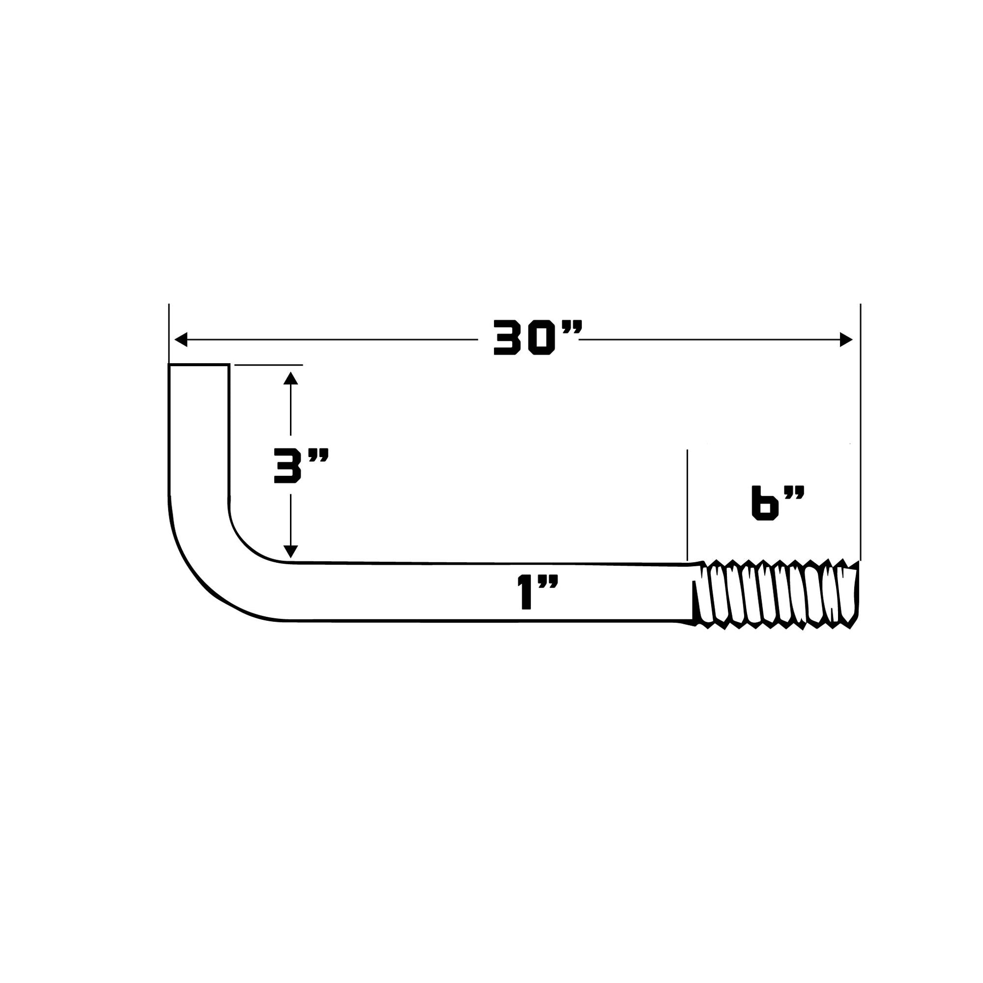 1" x 30" L-Bolt Galvanized Concrete Anchor Bolts