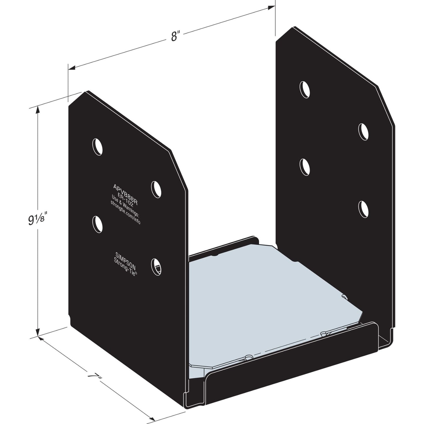 Simpson APVB88R Avant Rough 8x8 Ornamental Post Base Black Powder Coat image 1 of 4 image 2 of 4 image 3 of 4