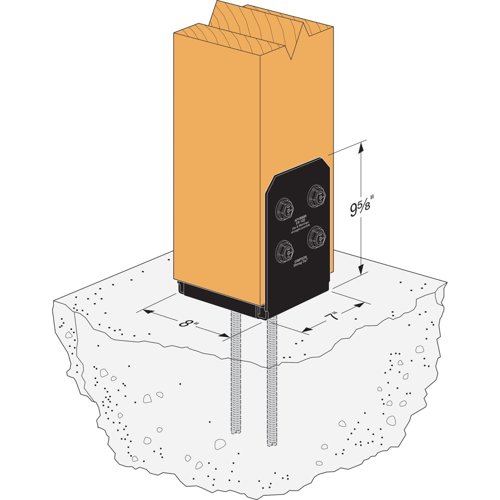 Simpson APVB88R Avant Rough 8x8 Ornamental Post Base Black Powder Coat image image 4 of 4