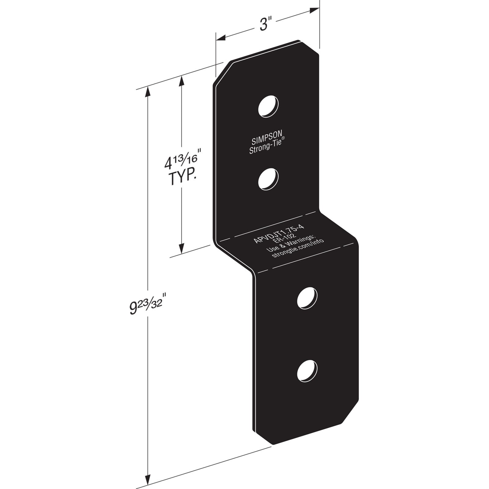 Simpson APVDJT1754 Avant Ornamental Deck Joist Tie Black Powder Coat image 1 of 4 image 2 of 4 image 3 of 4