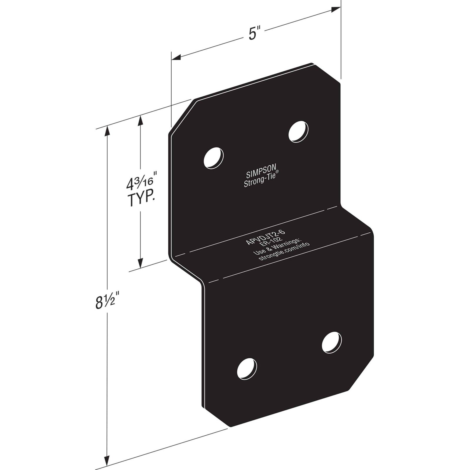 Simpson APVDJT2-6 Avant Ornamental Deck Joist Tie - Black Powder Coat ...