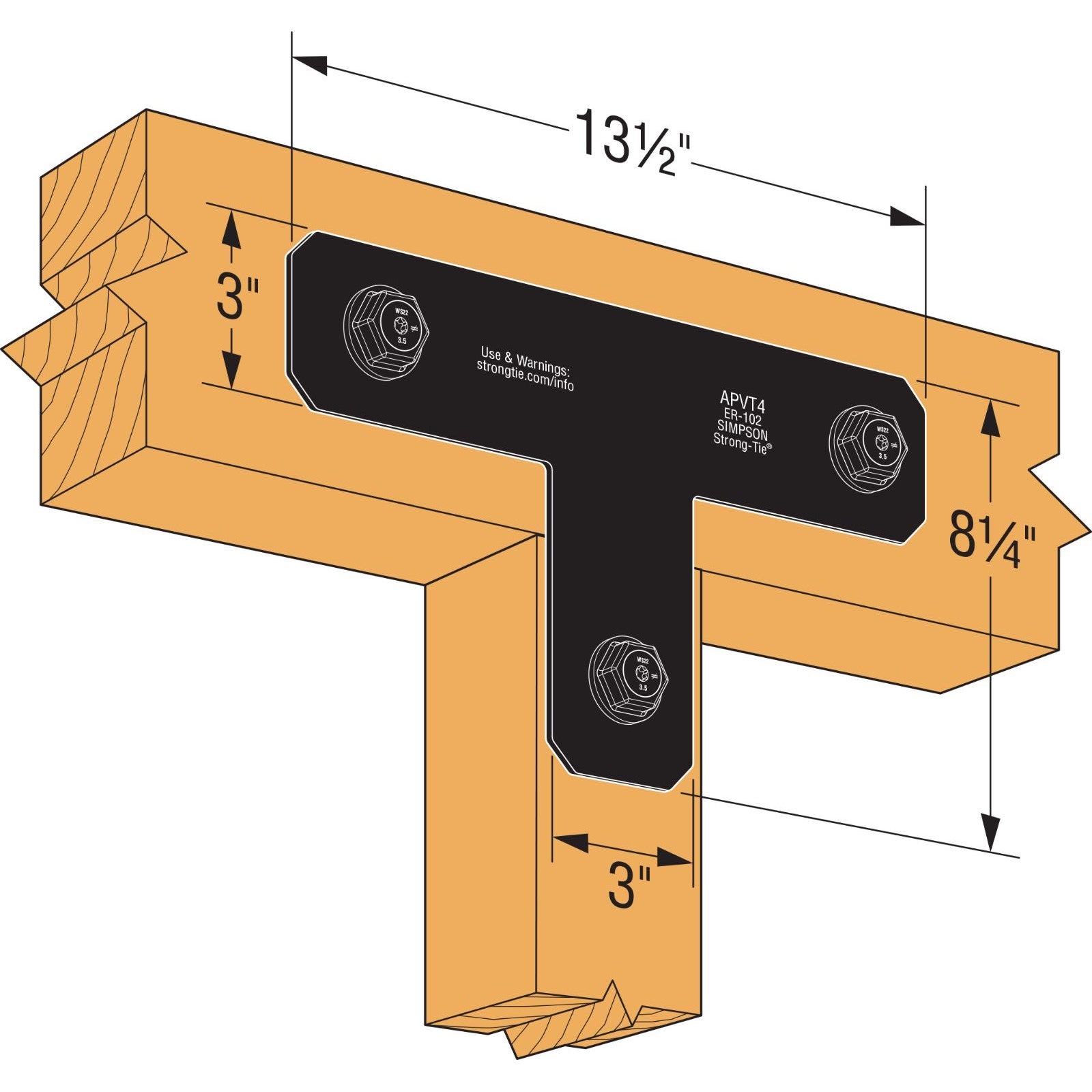 Simpson APVT4 Avant Ornamental T Strap - Black Powder Coat 