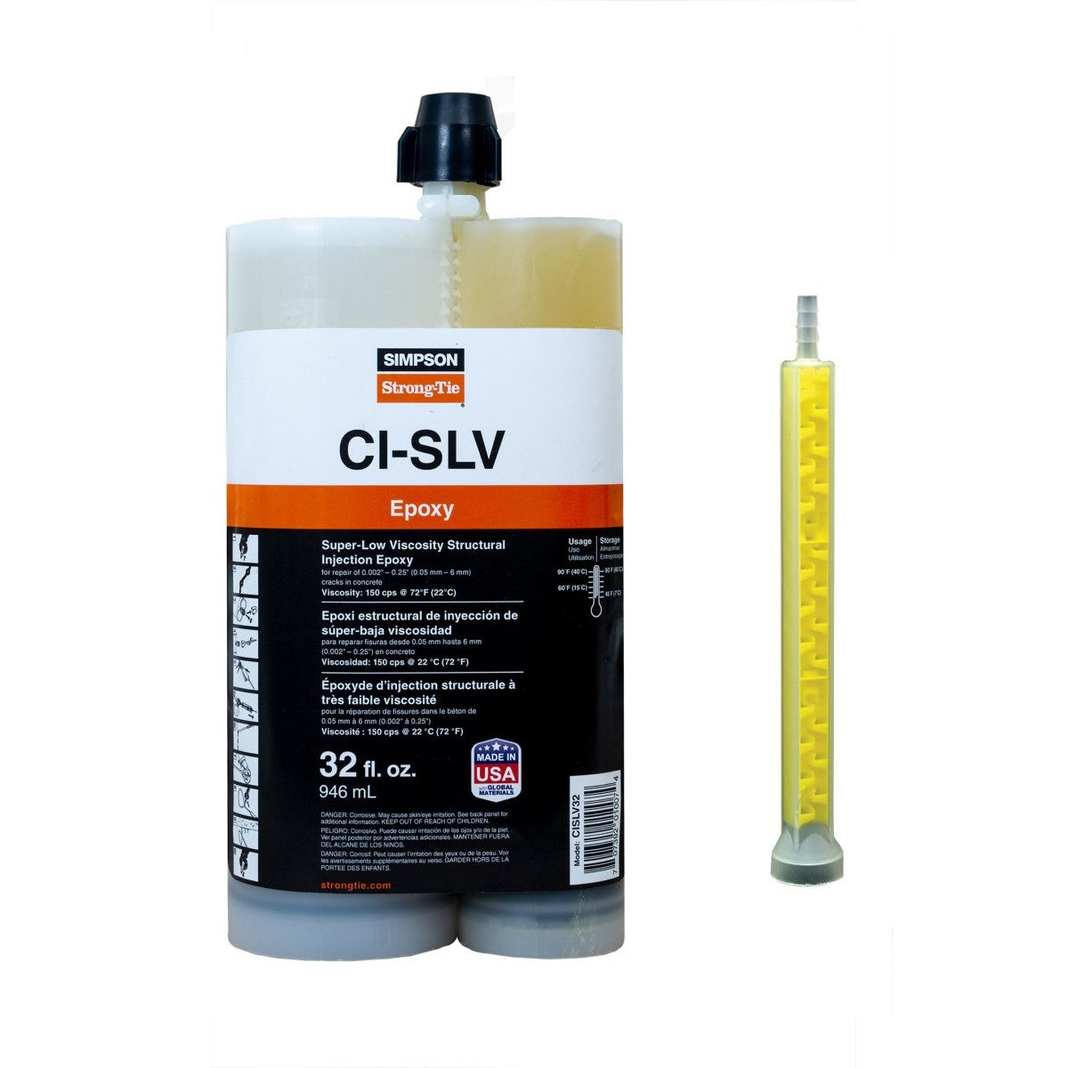 Simpson CISLV32 SuperLowViscosity Structural Injection Epoxy 32 Oz Cartridge