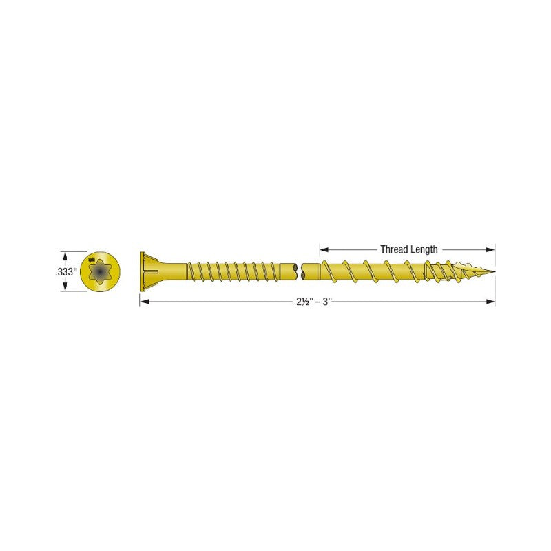 #10 x 3" Strong-Drive CSV Construction Screw - Yellow Zinc, Pkg 70