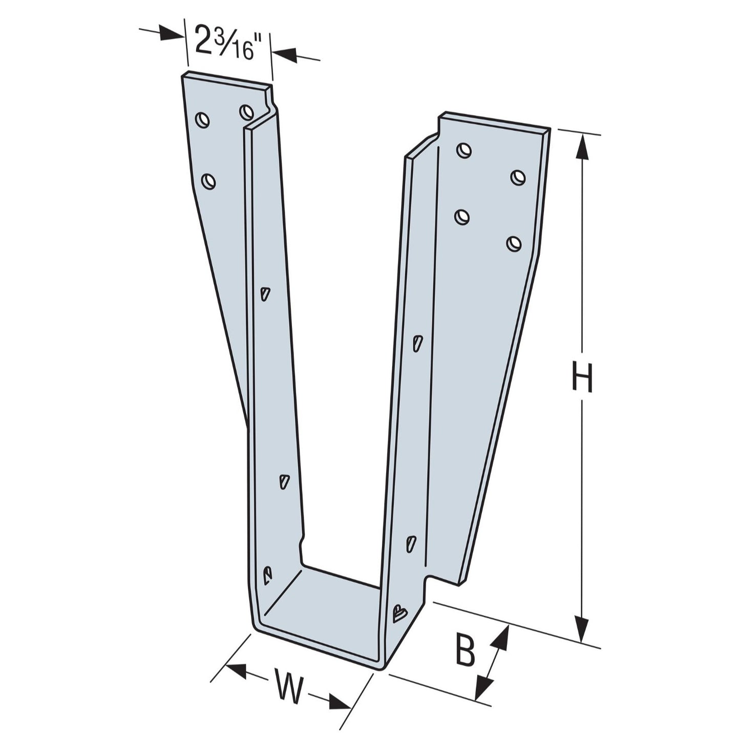 Simpson DHU35624 Drywall Face Mount Hanger wSDS Screws G90 Galvanized image 2 of 2