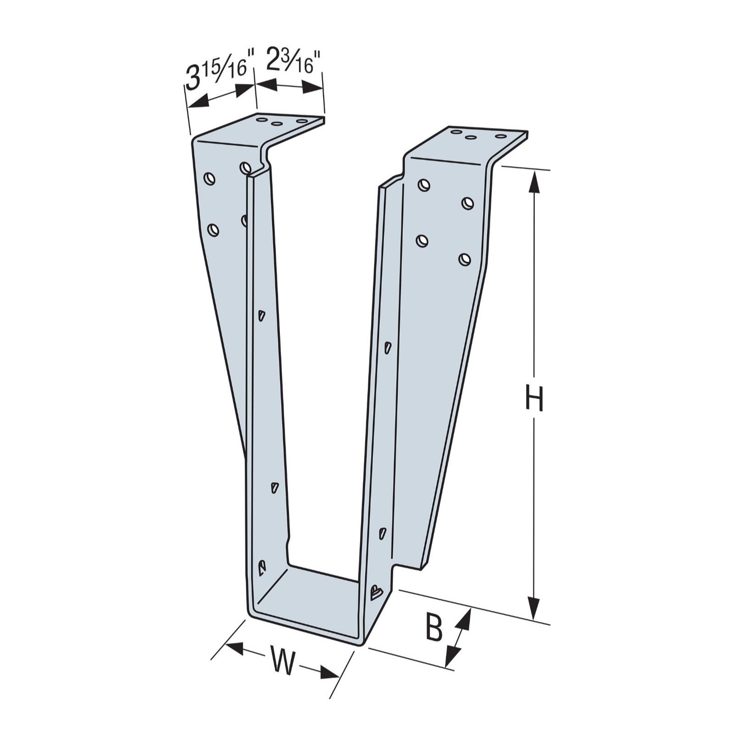 Simpson DHU35620TF Drywall Top Flange Hanger wSDS Screws G90 Galvanized image 2 of 2