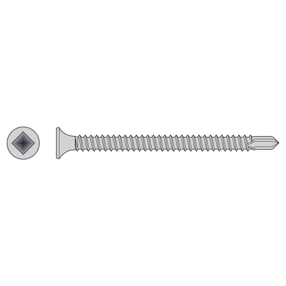 #8 x 158 inch Square Drive SelfDrilling BugleHead Screw 410 Stainless Steel Pkg 1000