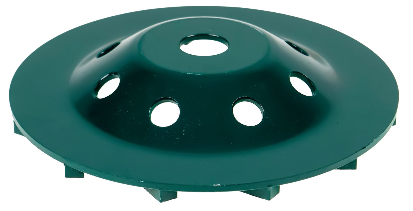 Syntec 7" Spiral Cup Wheel 12-Segment with 5/8"-7/8" Arbor - Dark Green Series