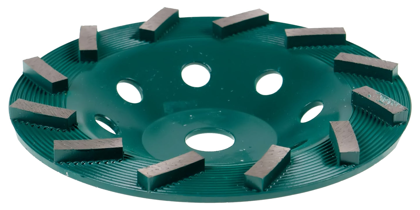 Syntec 7" Spiral Cup Wheel 12-Segment with 5/8"-7/8" Arbor - Dark Green Series