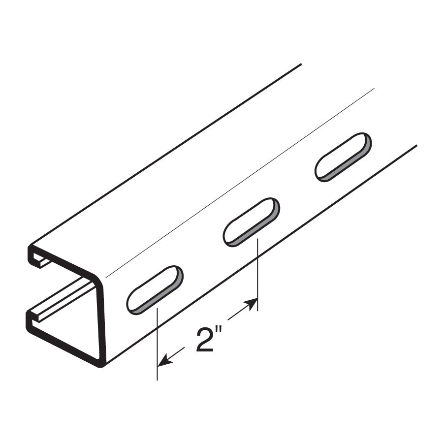 Flexstrut FS-200 Short Slot Channel Hole Width Drawing