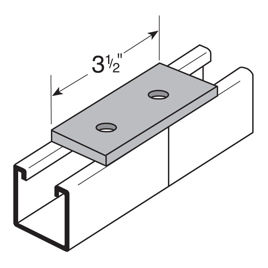 Flextruts FS-5007 2 Hole Splice Plate Drawing With Dimensions