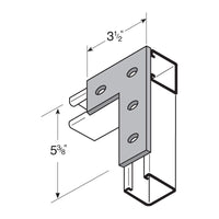 Flexstrut FS-5020 4-Hole Corner Plate Flat L Drawing With Dimensions