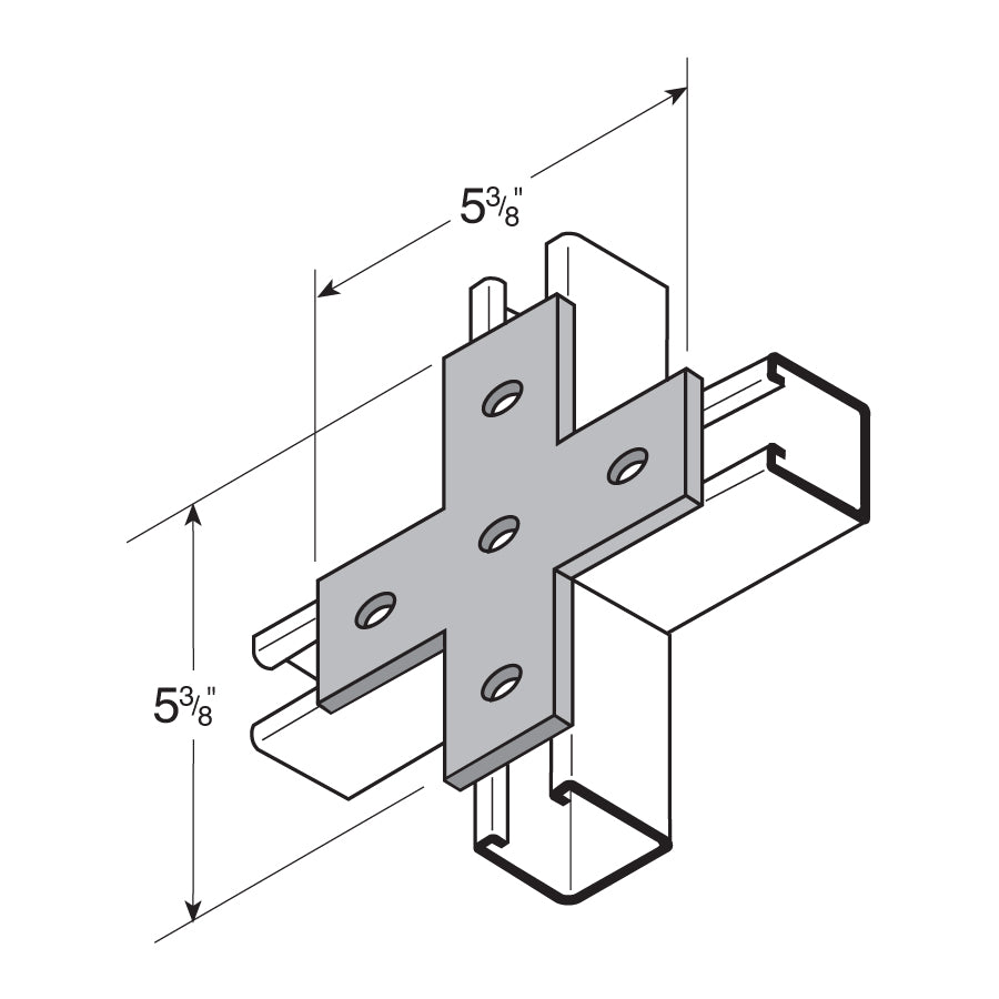 Flexstrut FS-5023 4-Hole Cross Plate Drawing With Dimensions