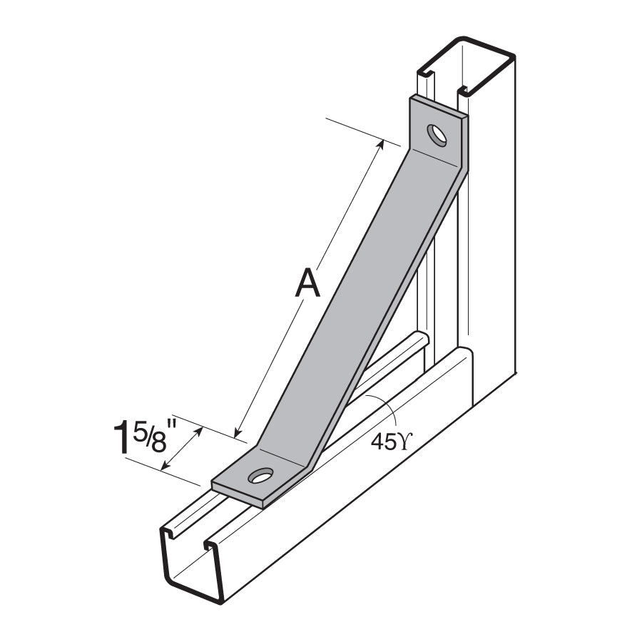 Flexstrut FS-5472 Straight Tube Brace Drawing With Dimensions