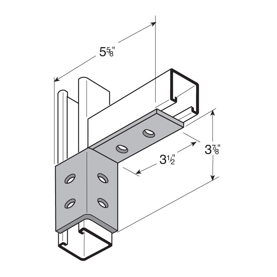 Flexstrut FS-5521 Corner Channel Connector Drawing With Dimensions