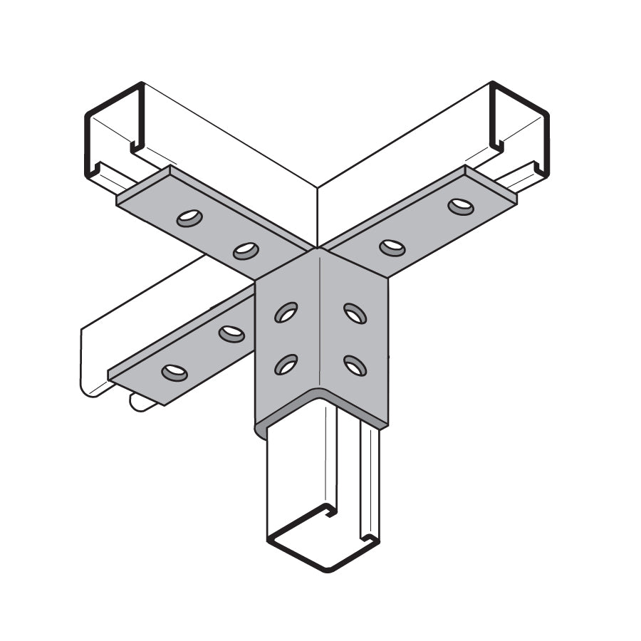 Flexstrut FS-5525 3-Way Channel Wing Connector Drawing