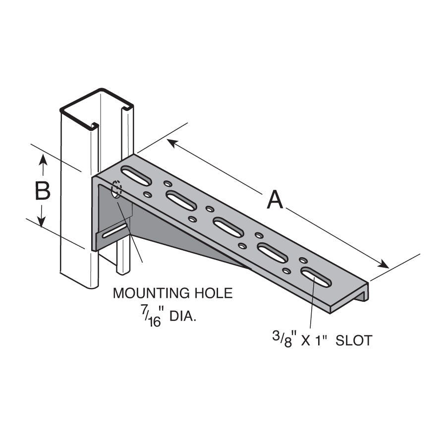 Flexstrut FS-5600 Strut Channel Shelf Bracket Drawing With Dimensions