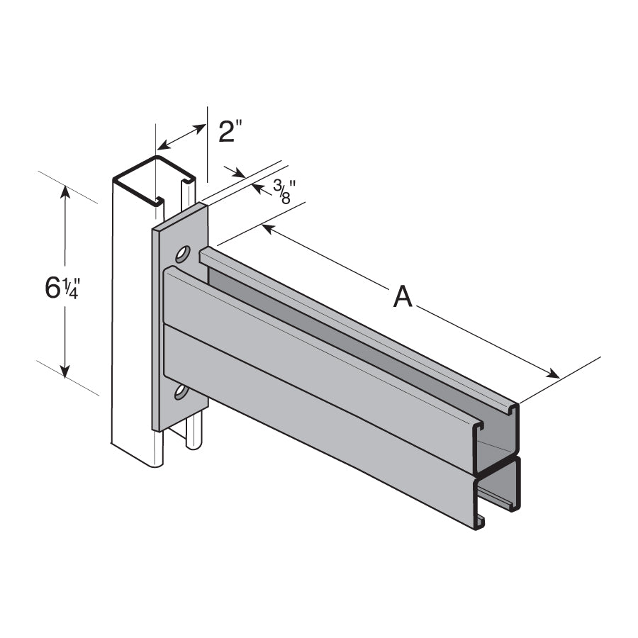 Flexstrut FS-5637 Double Channel Bracket Drawing With Dimensions