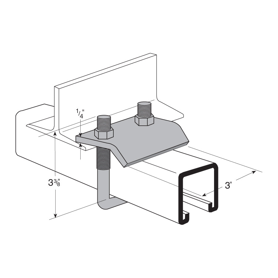 Flexstrut FS-5709 U-Bolt Beam Clamp For FS-200 Channel Drawing