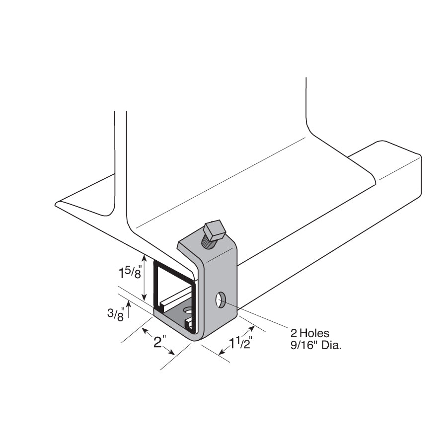 Flexstrut FS-5714 Channel-To-Flange Beam Clamp Drawing With Dimensions