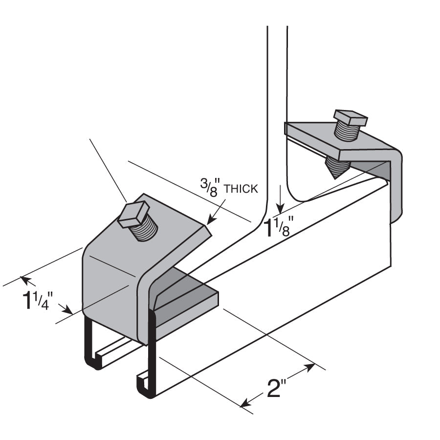 Flexstrut FS-5716 Channel-To-Flange Beam Clamp Drawing With Dimensions