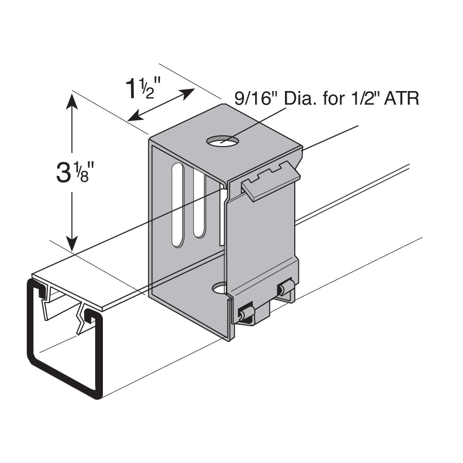 Flexstrut Channel Hanger Drawing With Dimensions