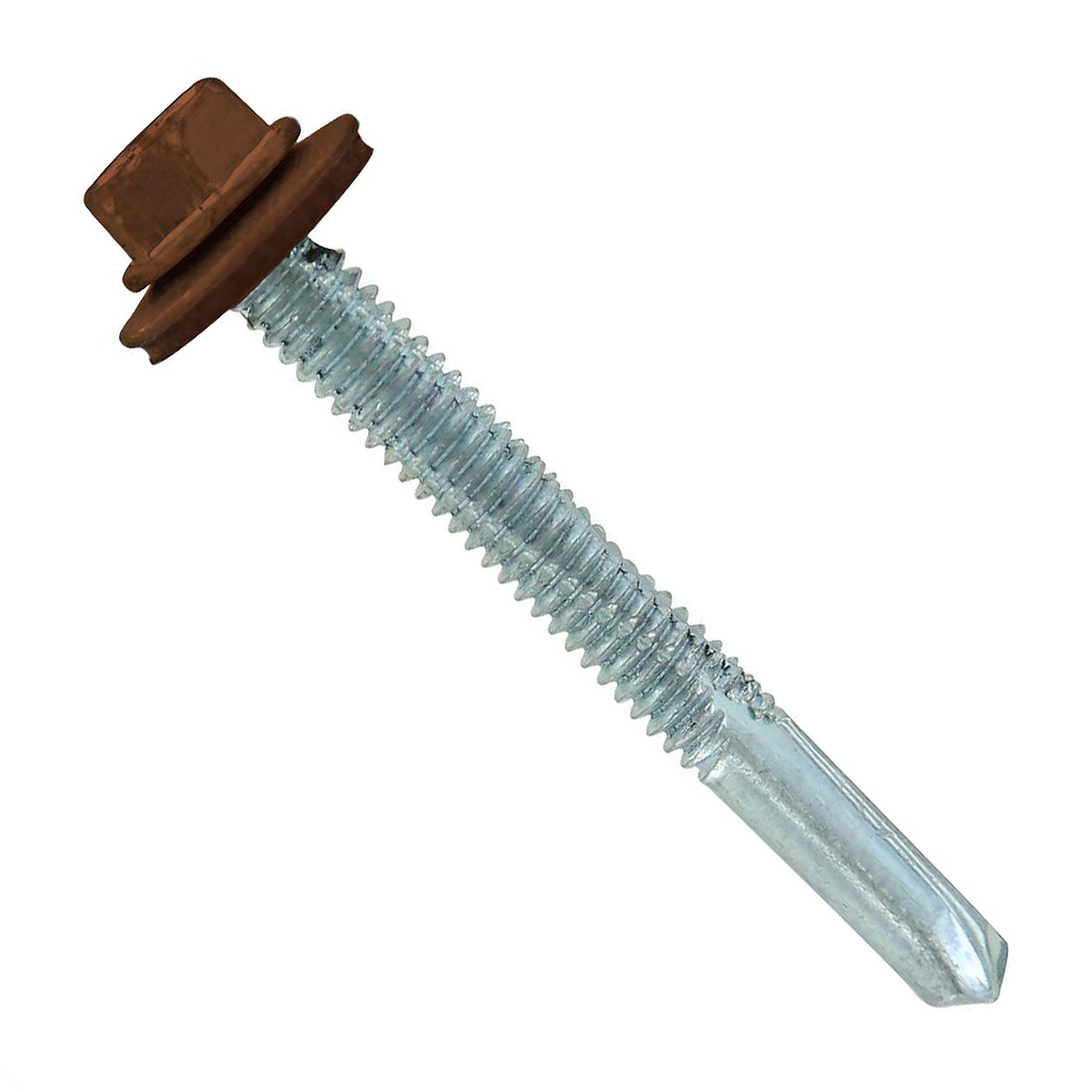 #1224 x 2 inch HG Steelbinder Metal Roofing Screw Brown Pkg 250