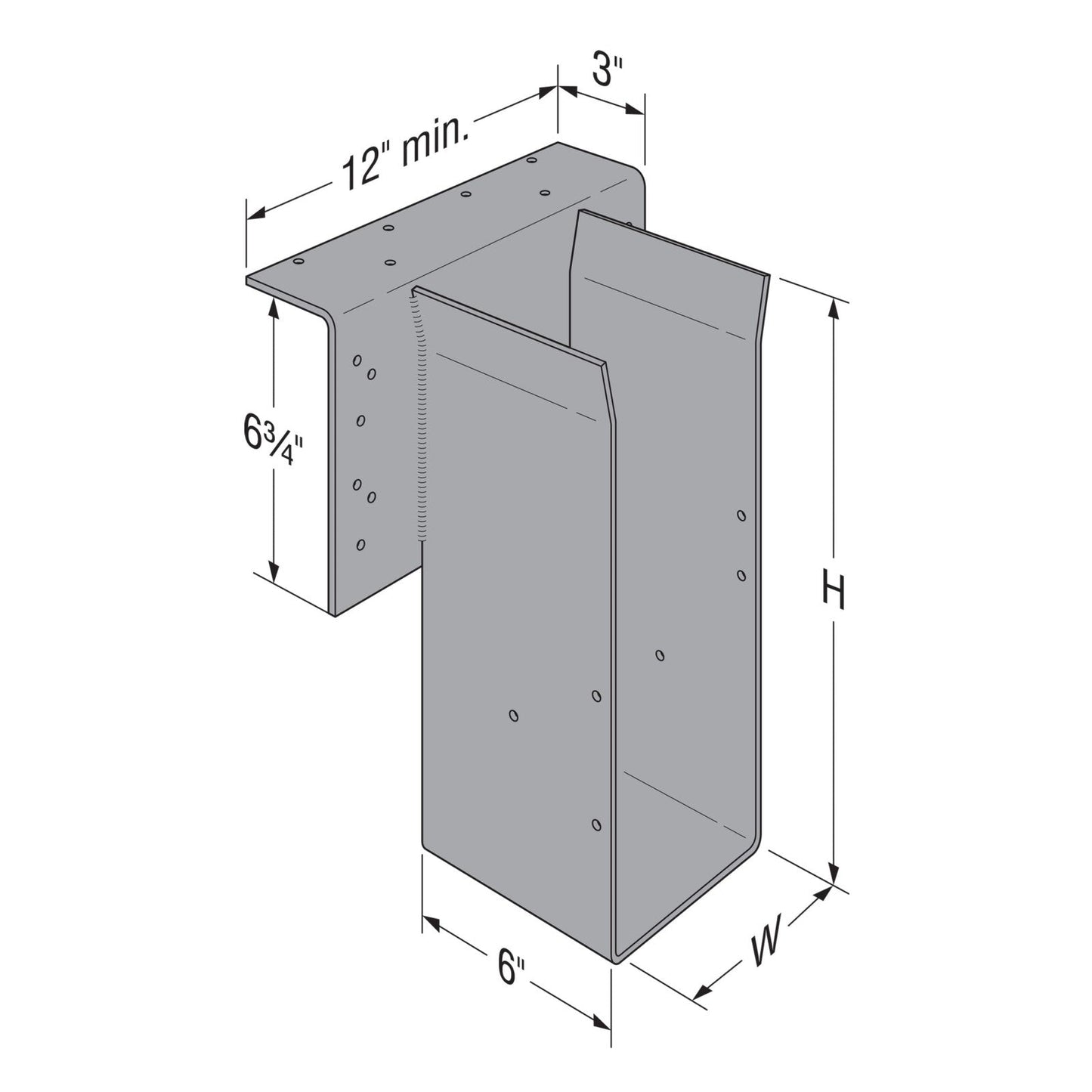 HGLTV Heavy Top-Flange Hanger for Engineered Lumber Callout