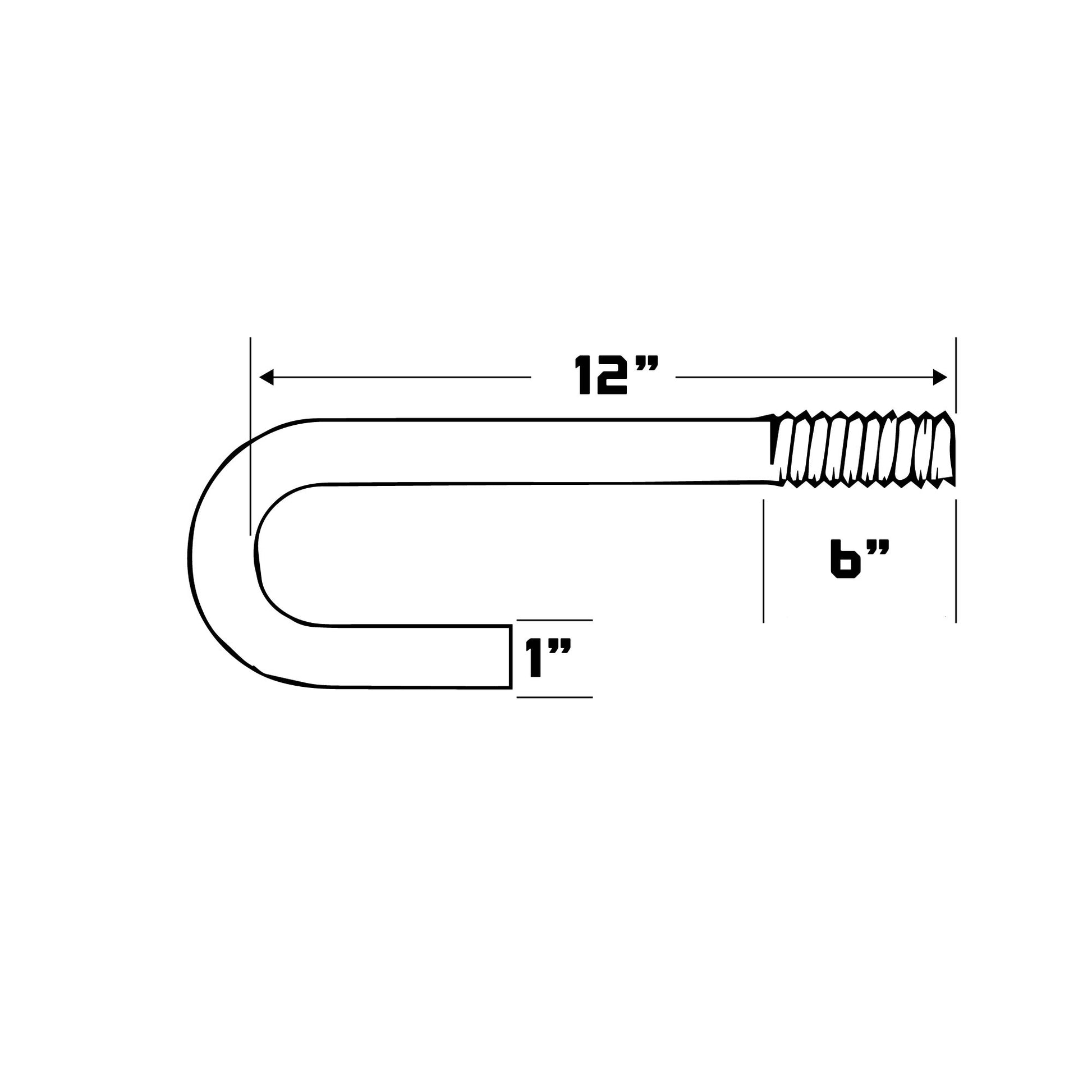 1" x 12" J-Bolt for concrete Galvanized